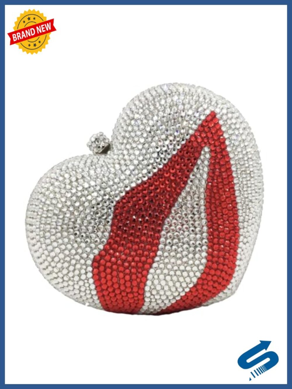 Crystal Heart Clutch Purse Evening Bag Rhinestone Minaudiere Handbag